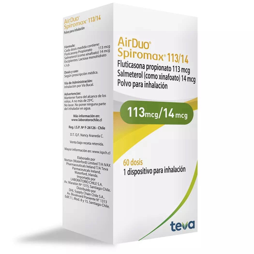 AirDuo Spiromax 113/14 Polvo Inhalación 60 Dosis Farmex-Chile Salud-Persistente